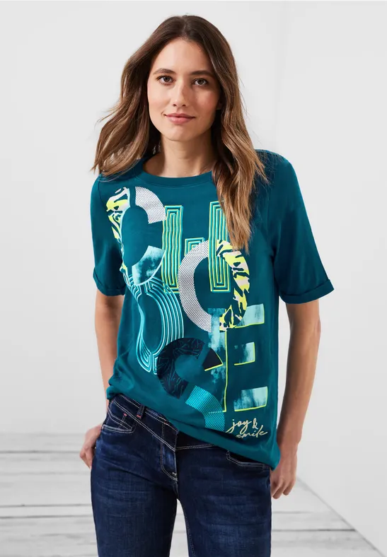 T-shirt met fotoprint teal blue