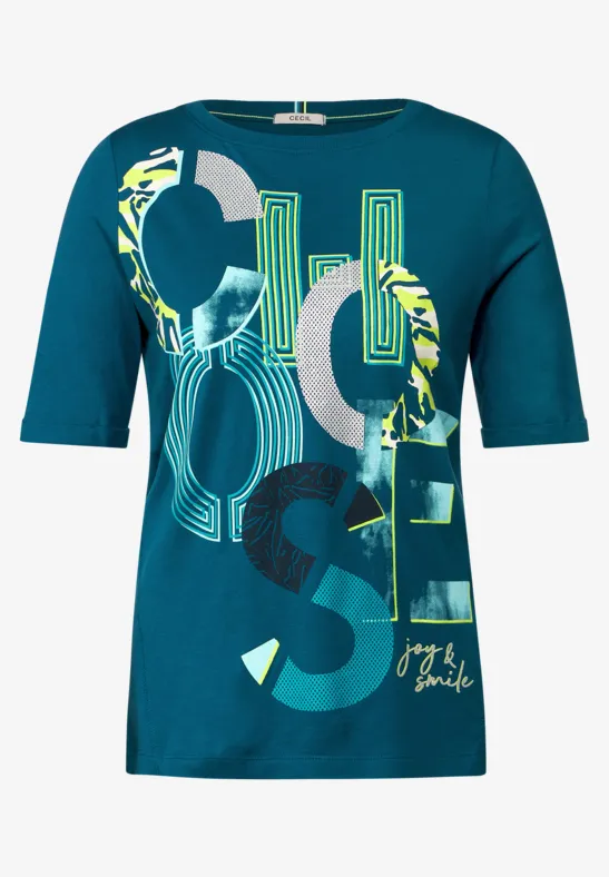 T-shirt met fotoprint teal blue
