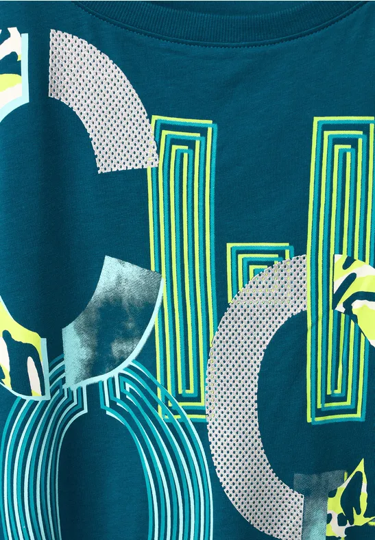 T-shirt met fotoprint teal blue