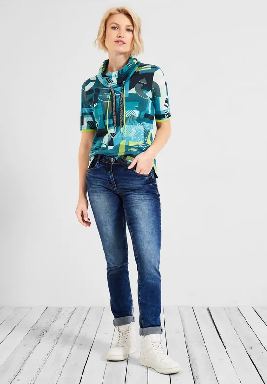 T-shirt à imprimé wording teal blue