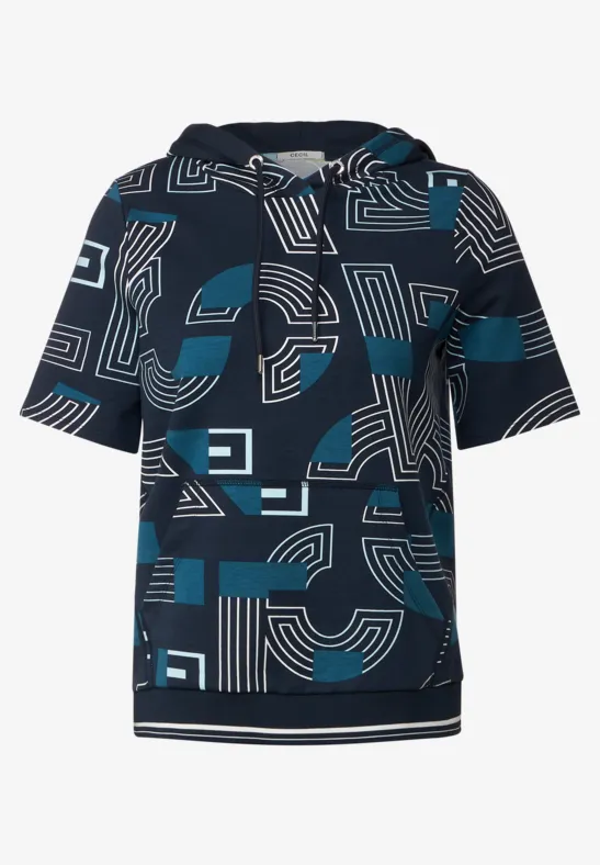 Shirt met capuchon en print deep blue