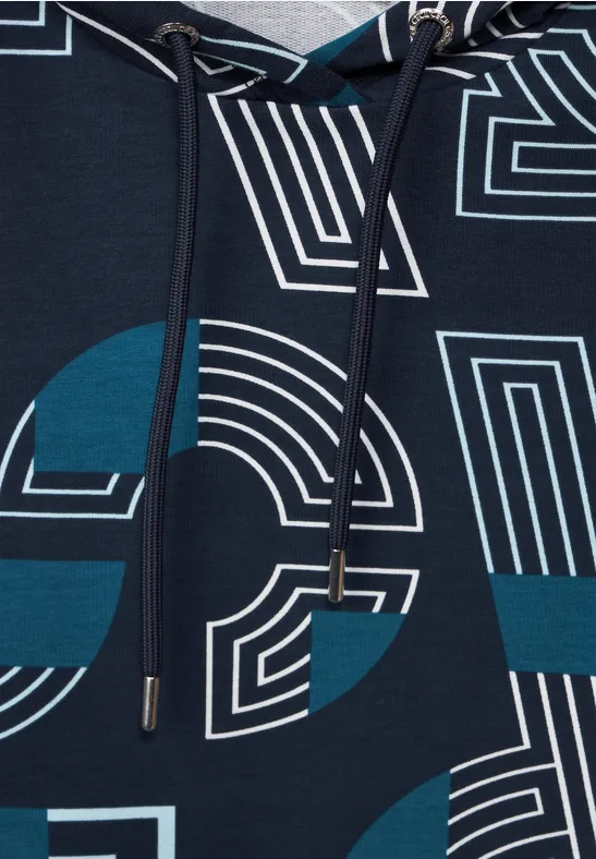 Shirt met capuchon en print deep blue