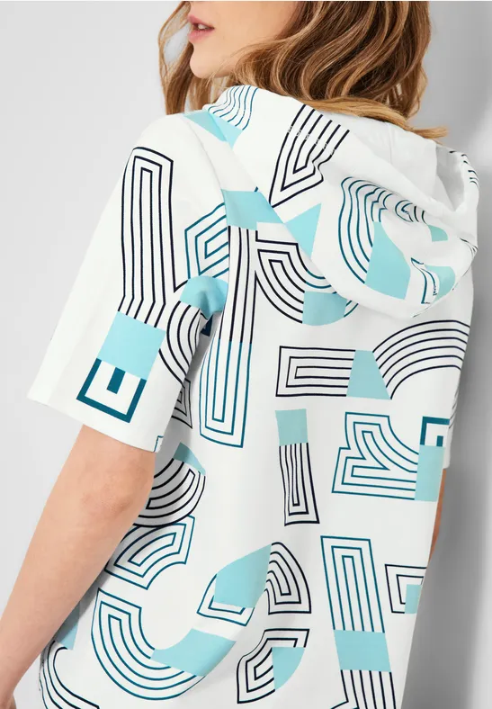 T-shirt à capuche avec imprimé vanilla white