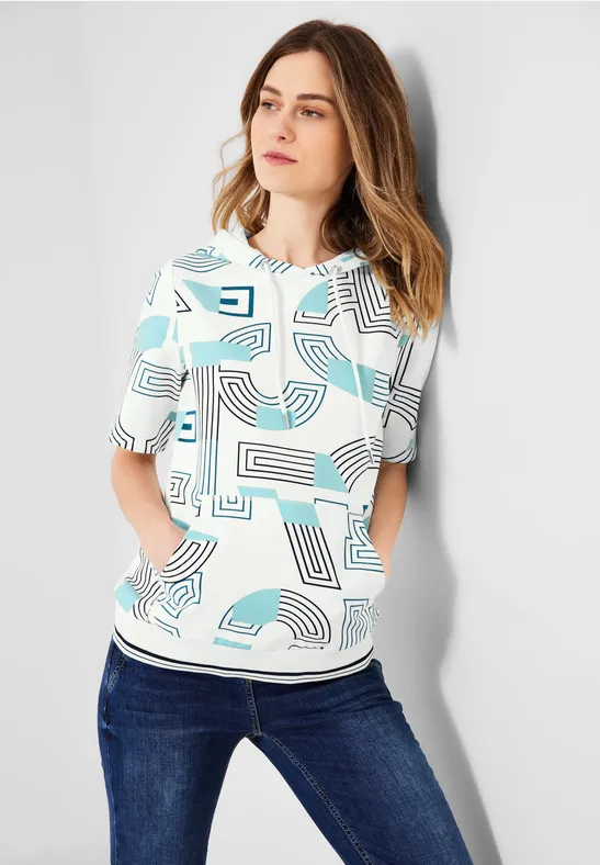 T-shirt à capuche avec imprimé vanilla white