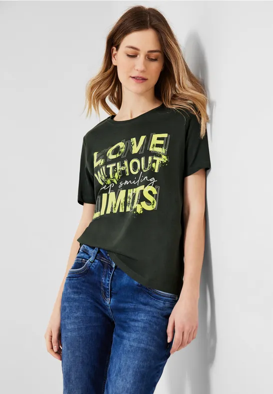 Basicshirt mit Frontprint easy khaki