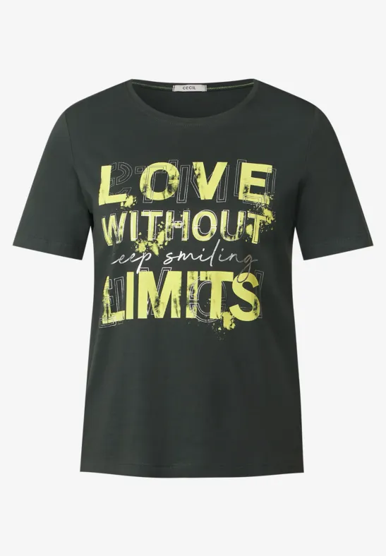 Basicshirt mit Frontprint easy khaki