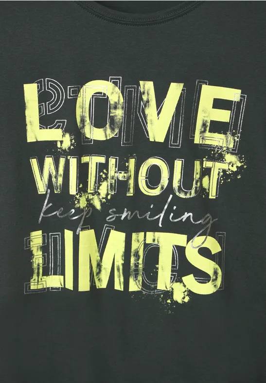 Basicshirt mit Frontprint easy khaki