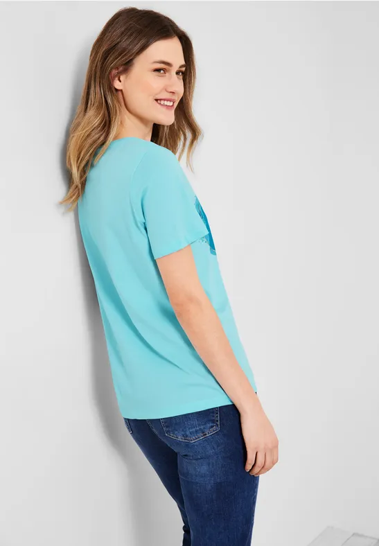 Basic shirt met print op de voorkant clary mint