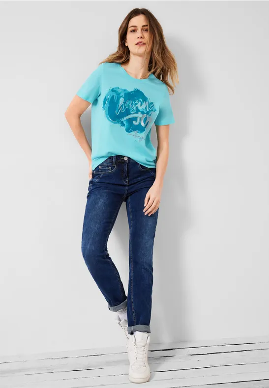 Basic shirt met print op de voorkant clary mint