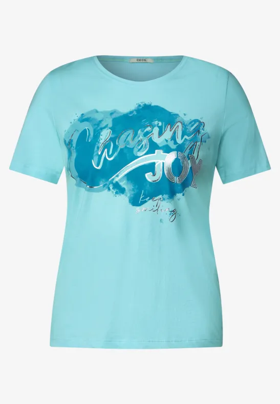 Basic shirt met print op de voorkant clary mint