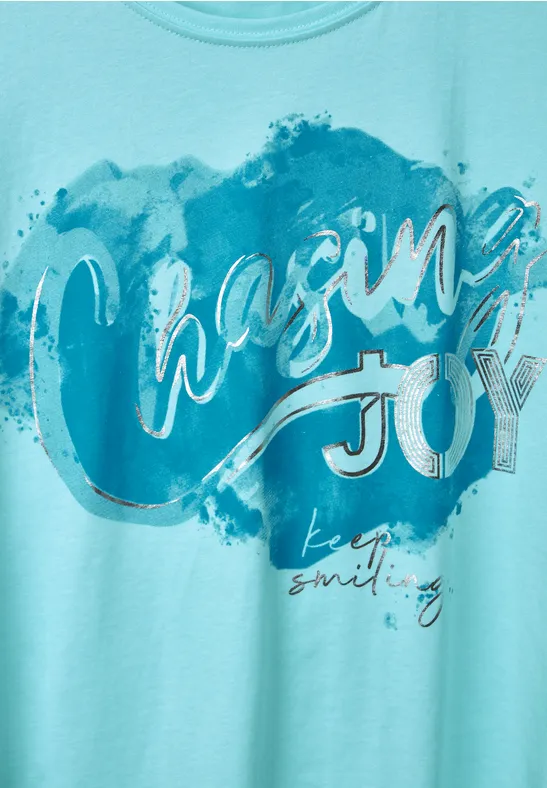 Basic shirt met print op de voorkant clary mint