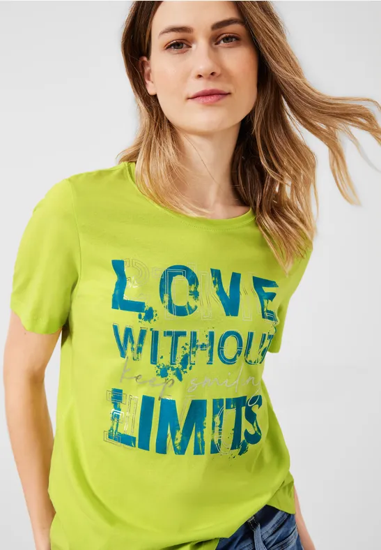 Basic shirt met print op de voorkant limelight yellow