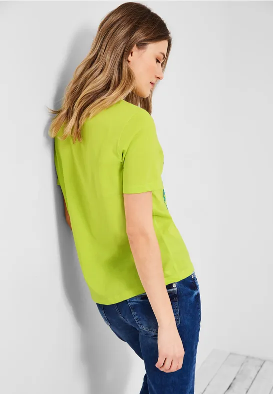 Basic shirt met print op de voorkant limelight yellow