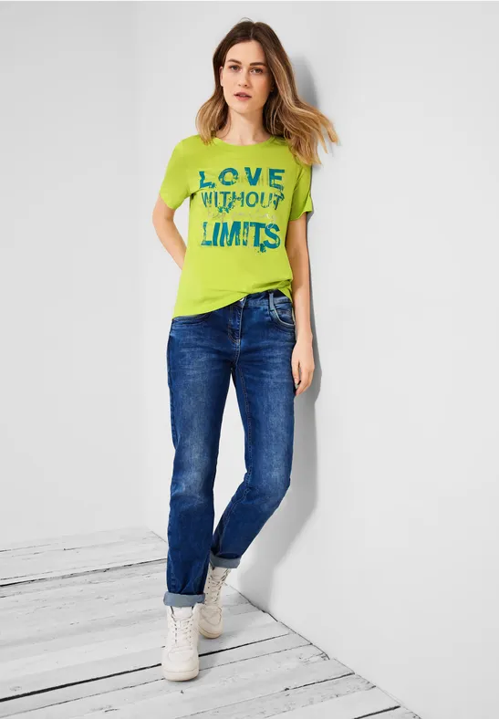 Basic shirt met print op de voorkant limelight yellow