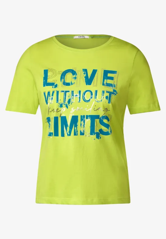 Basic shirt met print op de voorkant limelight yellow
