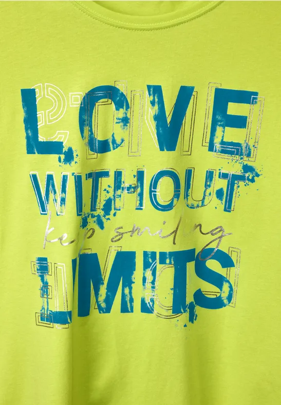 Basic shirt met print op de voorkant limelight yellow