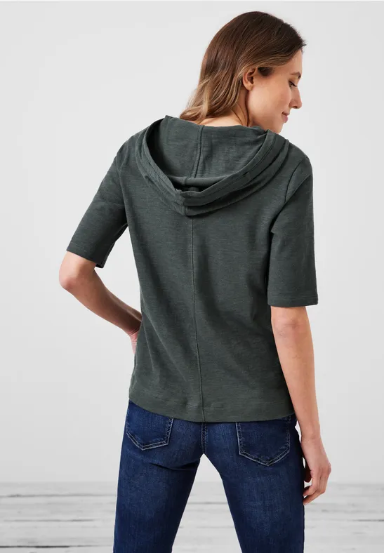 Shirt met capuchon en structuur easy khaki