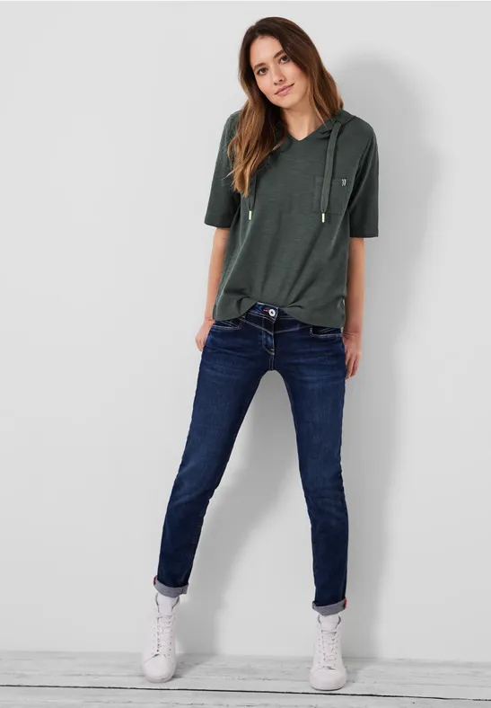 Shirt met capuchon en structuur easy khaki
