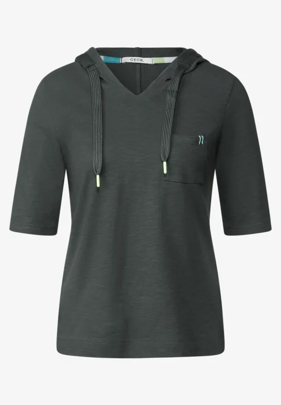 Shirt met capuchon en structuur easy khaki