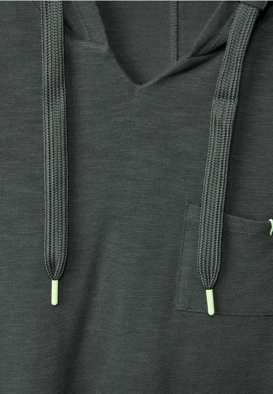 Shirt met capuchon en structuur easy khaki