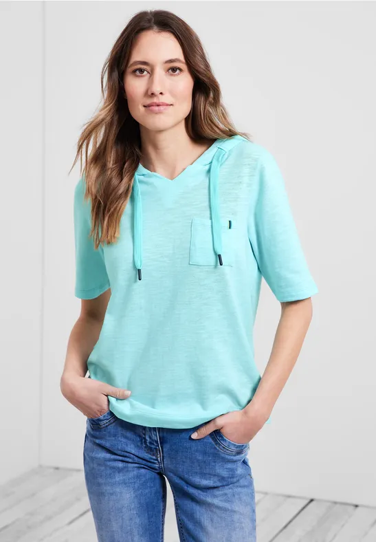 Shirt met capuchon en structuur clary mint