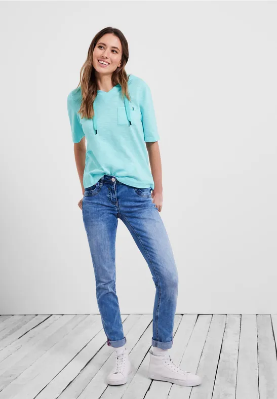 Shirt met capuchon en structuur clary mint