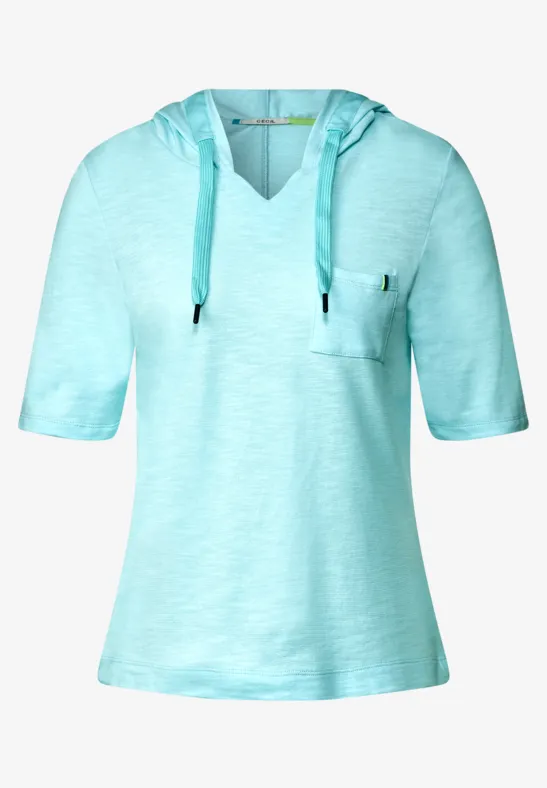 Shirt met capuchon en structuur clary mint