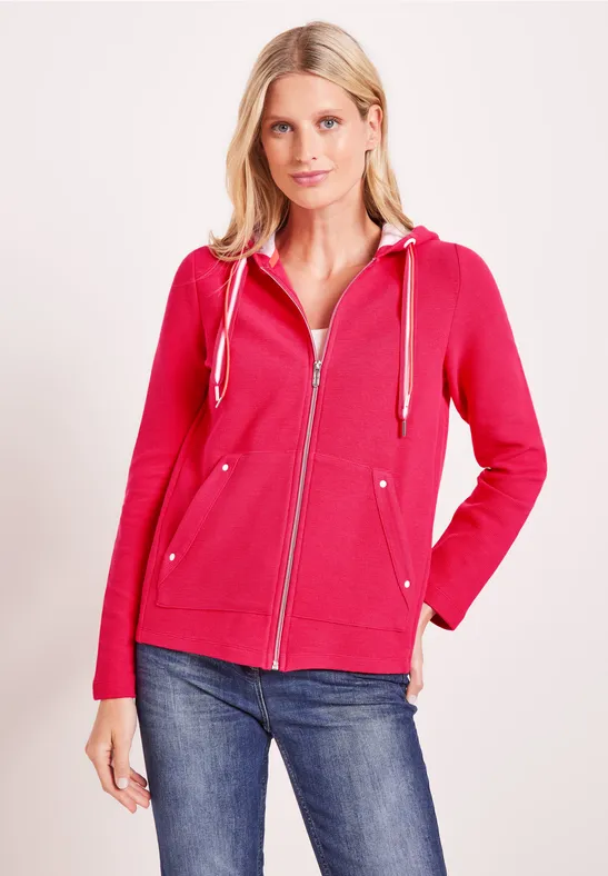 Shirtjas met capuchon strawberry red