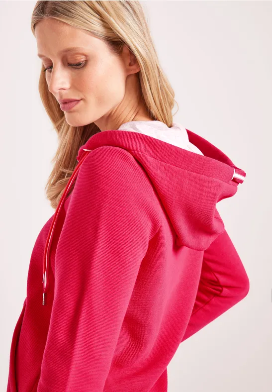 Shirtjas met capuchon strawberry red
