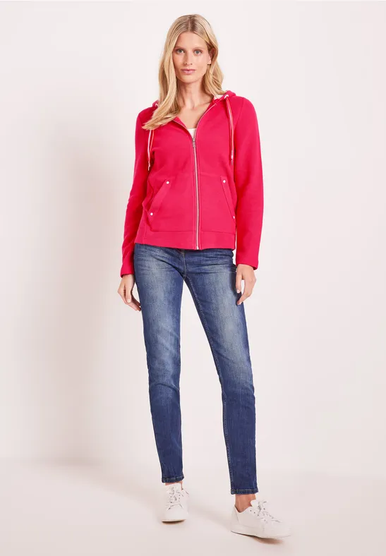 Shirtjas met capuchon strawberry red