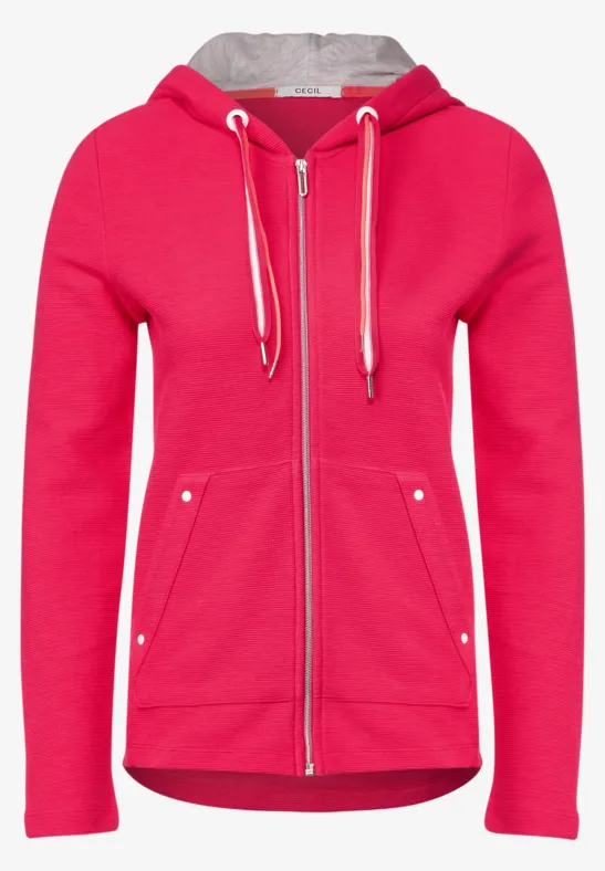 Shirtjas met capuchon strawberry red