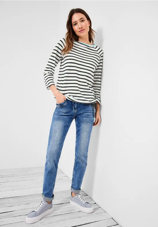 Strukturstreifen Shirt easy khaki