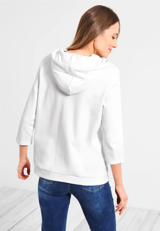 T-shirt à capuche avec imprimé sur le devant vanilla white