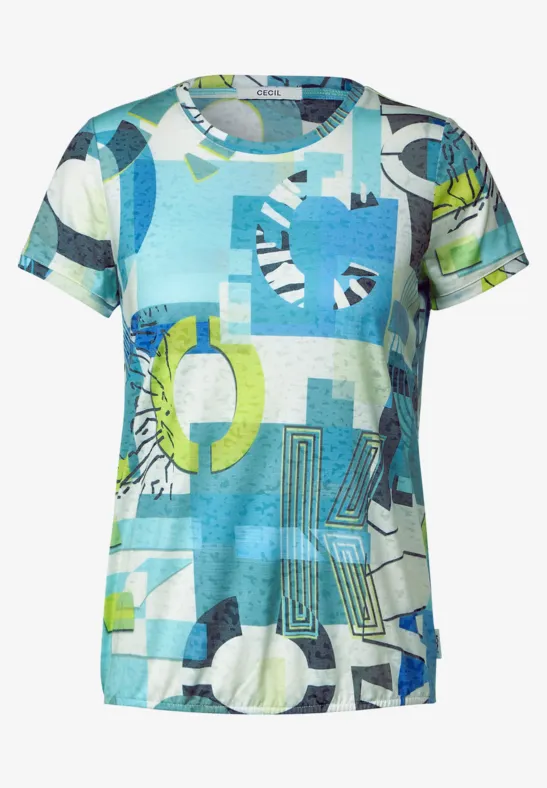 T-shirt met allover print burn out vanilla white
