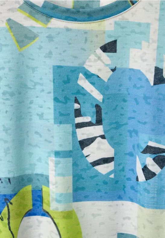 T-shirt met allover print burn out vanilla white