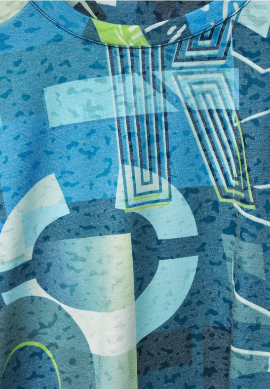 T-shirt met allover print burn out teal blue
