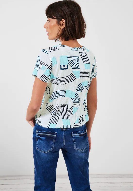 Shirt in Crinkle-Optik vanilla white