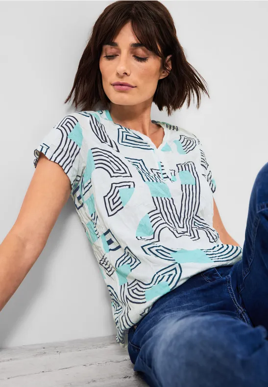 Shirt in Crinkle-Optik vanilla white