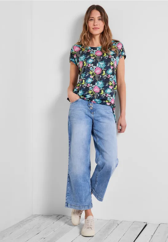 T-Shirt mit Smock Schultern deep blue