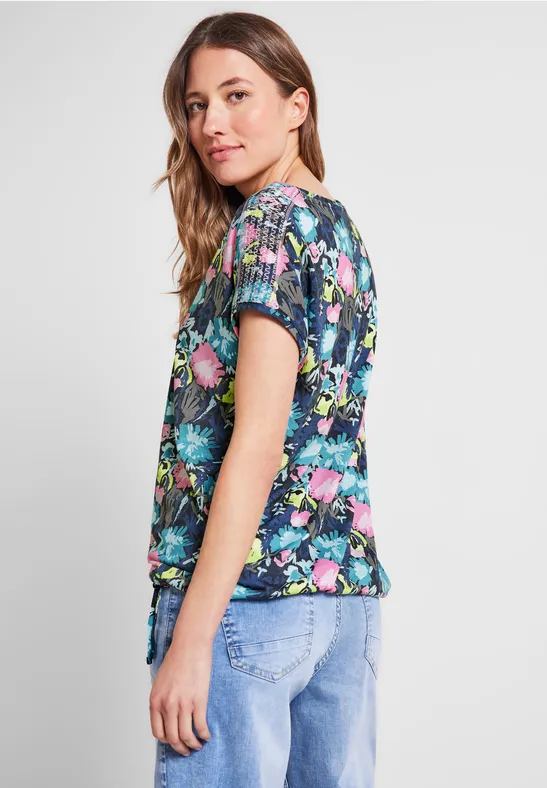 T-Shirt mit Smock Schultern deep blue