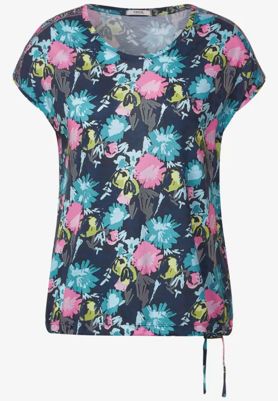 T-Shirt mit Smock Schultern deep blue