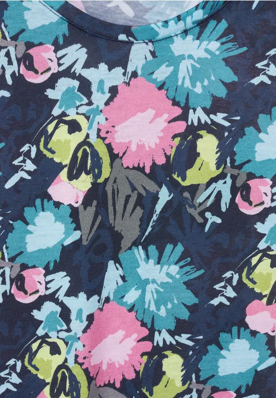 T-Shirt mit Smock Schultern deep blue