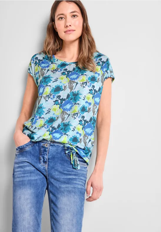 T-shirt met gesmokte schouders vanilla white