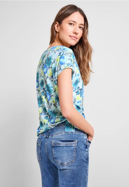 T-shirt met gesmokte schouders vanilla white