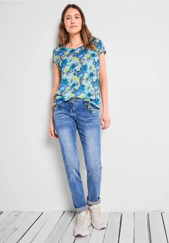 T-shirt met gesmokte schouders vanilla white