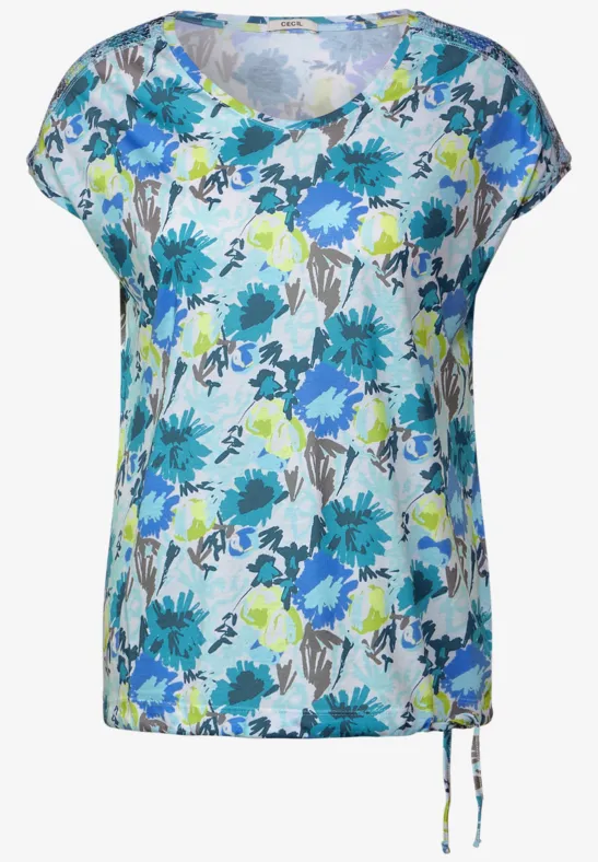 T-shirt met gesmokte schouders vanilla white