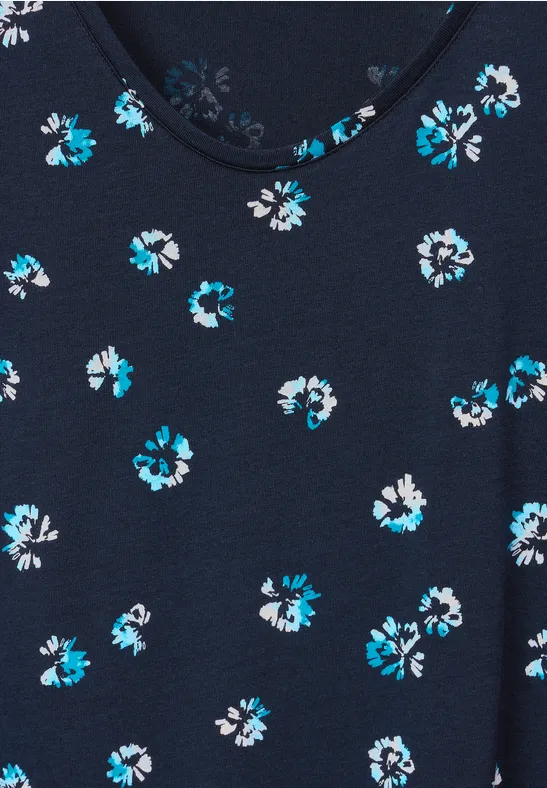 T-Shirt mit Minimalmuster deep blue