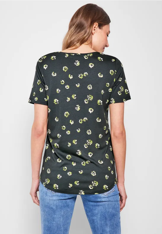 T-shirt met onopvallend patroon easy khaki