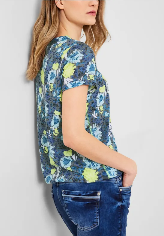 T-shirt met allover print easy khaki