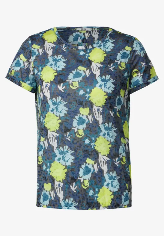 T-shirt met allover print easy khaki